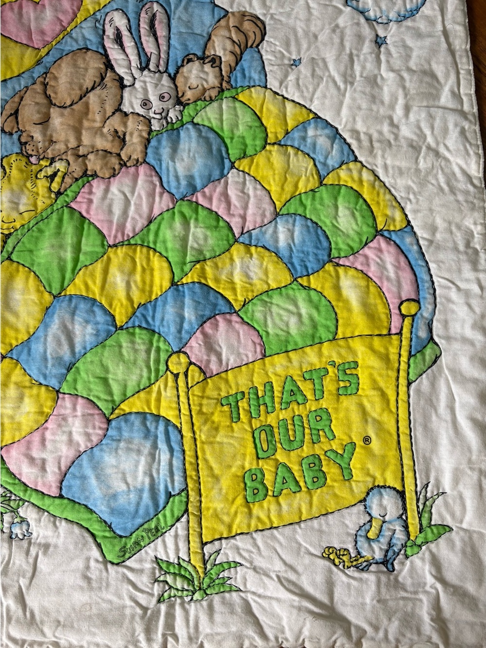 Vintage “ That’s Our Baby “ Baby Quilted Blanket Animal’s Nostalgia - Picture 8 of 12